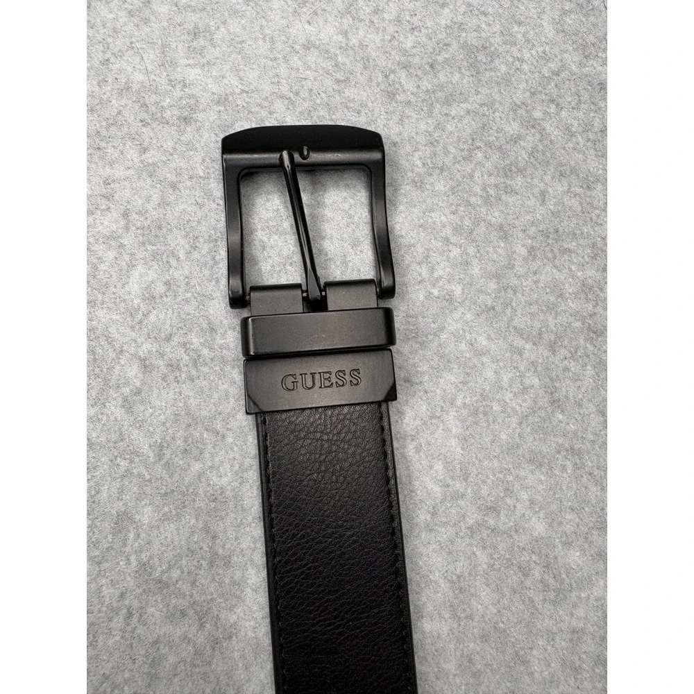 Guess Mens Reversible Belt Black Brown Matte Buckle 34-36 11GO02XZ14